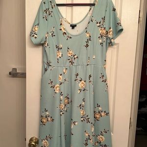 Torrid Swing Dress in Mint Green with Floral Print